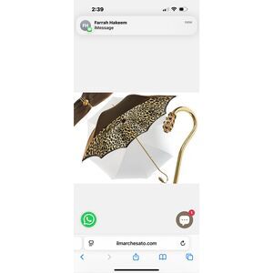 NWT Il Marchesato Leopard Print 24k Gold-tone Handle Manual Umbrella Brown OS